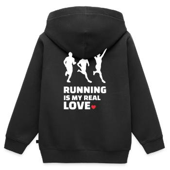 Ich Liebe Rennen - Kinder Premium Organic Zip Hoodie - Schwarz - Hinten - AI Model Kid Male (0cm)