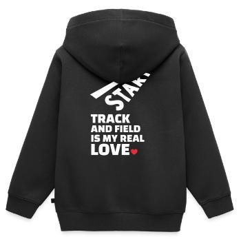 J’adore l’athlétisme - Sweat Premium à capuche zippé enfant bio - noir - Dos - AI Model Kid Male (0cm)