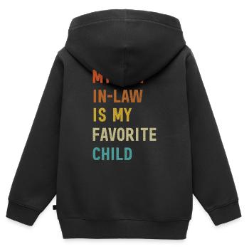 Mein Schwiegersohn ist meine Lieblingsschwiegermutter - Kinder Premium Organic Zip Hoodie - Schwarz - Hinten - AI Model Kid Male (0cm)
