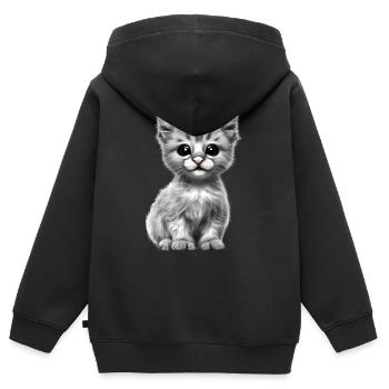 Chaton British Shorthair Cat Gueule de bois Chats - Sweat Premium à capuche zippé enfant bio - noir - Dos - AI Model Kid Male (0cm)