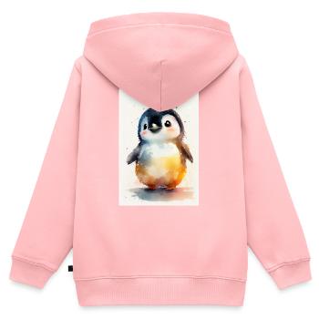 Pinguin Pinguine Tier Watercolor - Kinder Premium Organic Zip Hoodie - Rosa - Hinten - AI Model Kid Female (0cm)