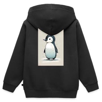 Pingouin Pingouins Animal Mignon - Sweat Premium à capuche zippé enfant bio - noir - Dos - AI Model Kid Male (0cm)