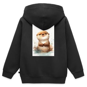 Otter Sea Otter Cute Watercolor - Kids Premium Organic Zip-up Hoodie - black - Back - AI Model Kid Male (0cm)