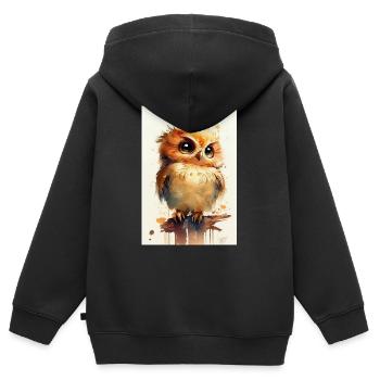 Eule Vogel Tier Eulen Cute Watercolor - Kinder Premium Organic Zip Hoodie - Schwarz - Hinten - AI Model Kid Male (0cm)