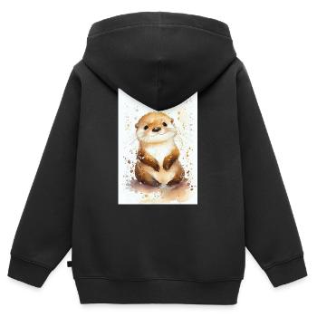 Otter Sea Otter Watercolor Cute - Kids Premium Organic Zip-up Hoodie - black - Back - AI Model Kid Male (0cm)