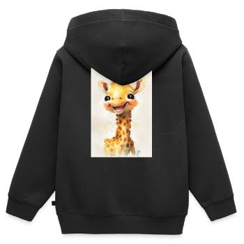 Giraffe Tier Afrika Giraffen Watercolors - Kinder Premium Organic Zip Hoodie - Schwarz - Hinten - AI Model Kid Male (0cm)