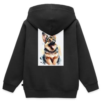 Deutscher Schäferhund Hund Malinois Cute - Kinder Premium Organic Zip Hoodie - Schwarz - Hinten - AI Model Kid Male (0cm)