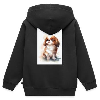 Charles Spaniel Dog Watercolor - Kids Premium Organic Zip-up Hoodie - black - Back - AI Model Kid Male (0cm)