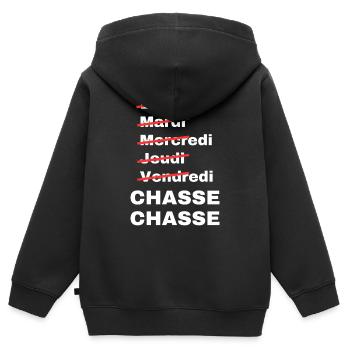 week-end chasse - Sweat Premium à capuche zippé enfant bio - noir - Dos - AI Model Kid Male (0cm)