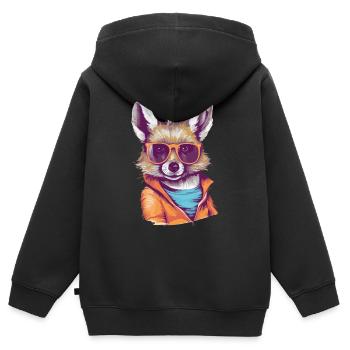 Kako, der bebrillte Numbat - Kinder Premium Organic Zip Hoodie - Schwarz - Hinten - AI Model Kid Male (0cm)