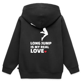 Ich Liebe Weitsprung - Kinder Premium Organic Zip Hoodie - Schwarz - Hinten - AI Model Kid Male (0cm)