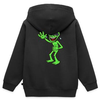 Lachender Außerirdischer - Kinder Premium Organic Zip Hoodie - Schwarz - Hinten - AI Model Kid Male (0cm)