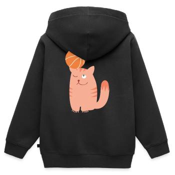 Ballsport - Kinder Premium Organic Zip Hoodie - Schwarz - Hinten - AI Model Kid Male (0cm)
