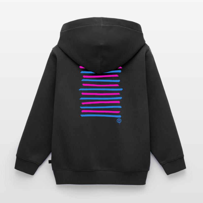 Lignes de graffiti pulvérisées, couleur d’impression librement sélectionnable Sweat Premium à capuche zippé enfant bio