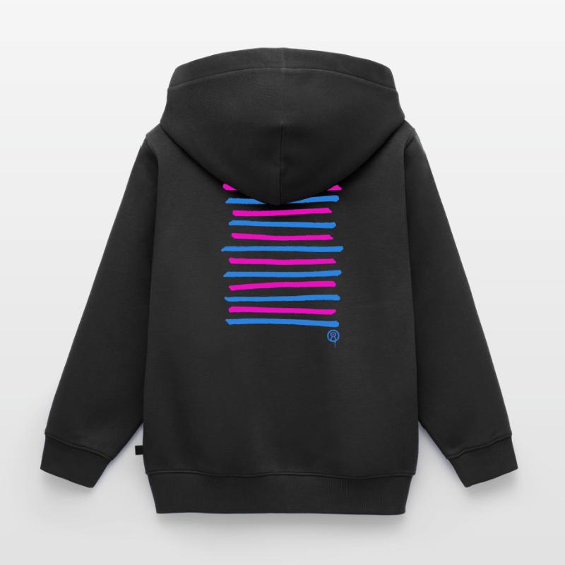 Lignes de graffiti pulvérisées, couleur d’impression librement sélectionnable Sweat Premium à capuche zippé enfant bio