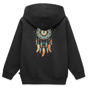 Capteur de rêves - Sweat Premium à capuche zippé enfant bio - noir - Dos - AI Model Kid Male (0cm)