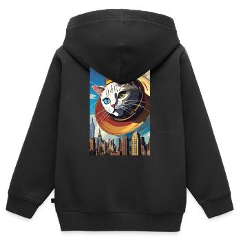 Gigantische Katze II - Kinder Premium Organic Zip Hoodie - Schwarz - Hinten - AI Model Kid Male (0cm)