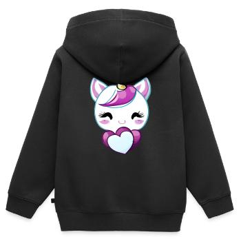 Licorne Mythique Animal Fille Licornes Licorne - Sweat Premium à capuche zippé enfant bio - noir - Dos - AI Model Kid Male (0cm)