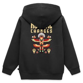 Totem Rituel Corbeau Gardien - Sweat Premium à capuche zippé enfant bio - noir - Dos - AI Model Kid Male (0cm)