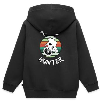 Mountainbike Trail hunter - Kinder Premium Organic Zip Hoodie - Schwarz - Hinten - AI Model Kid Male (0cm)