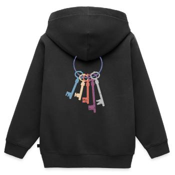 Schlüsselbund - Kinder Premium Organic Zip Hoodie - Schwarz - Hinten - AI Model Kid Male (0cm)