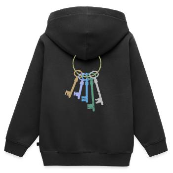 Schlüsselbund - Kinder Premium Organic Zip Hoodie - Schwarz - Hinten - AI Model Kid Male (0cm)