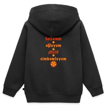babamın oğluyum çünkü cimbomluyum - Kinder Premium Organic Zip Hoodie - Schwarz - Hinten - AI Model Kid Male (0cm)