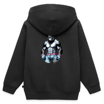 Gorilla-Boxen - Kinder Premium Organic Zip Hoodie - Schwarz - Hinten - AI Model Kid Male (0cm)