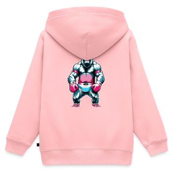 Boxen Gorilla Boxershorts - Kinder Premium Organic Zip Hoodie - Rosa - Hinten - AI Model Kid Female (0cm)