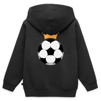 Logo du roi du football - Sweat Premium à capuche zippé enfant bio - noir - Dos - AI Model Kid Male (0cm)