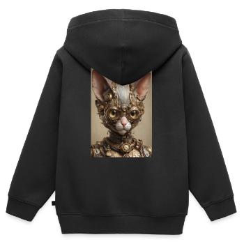 Cyber Punk Chat Sphinx - Sweat Premium à capuche zippé enfant bio - noir - Dos - AI Model Kid Male (0cm)