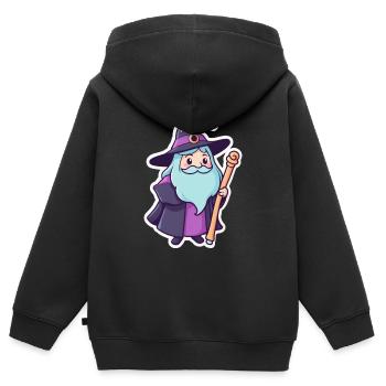 Cute wizard 02 - Kids Premium Organic Zip-up Hoodie - black - Back - AI Model Kid Male (0cm)