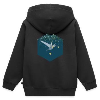 Oiseau étoilé - Sweat Premium à capuche zippé enfant bio - noir - Dos - AI Model Kid Male (0cm)