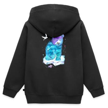 Gute Laune Eisbär - Kinder Premium Organic Zip Hoodie - Schwarz - Hinten - AI Model Kid Male (0cm)