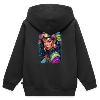 Afro Frau - Schönheit - Kinder Premium Organic Zip Hoodie - Schwarz - Hinten - AI Model Kid Male (0cm)