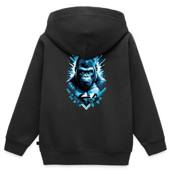 Gorilla with Gold Chain - Kids Premium Organic Zip-up Hoodie - black - Back - AI Model Kid Male (0cm)