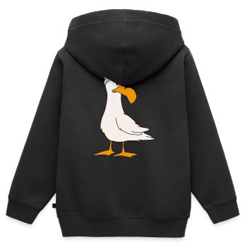 Möwe - Kinder Premium Organic Zip Hoodie - Schwarz - Hinten - AI Model Kid Male (0cm)