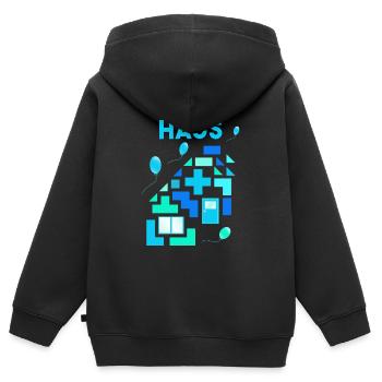 Building, building blocks, playing - Kids Premium Organic Zip-up Hoodie - black - Back - AI Model Kid Male (0cm)