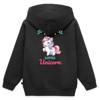 Just a Girl who loves Unicorns - Kids Premium Organic Zip-up Hoodie - black - Back - AI Model Kid Male (0cm)