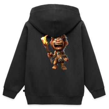 Caveman #lovely toons - Kinder Premium Organic Zip Hoodie - Schwarz - Hinten - AI Model Kid Male (0cm)