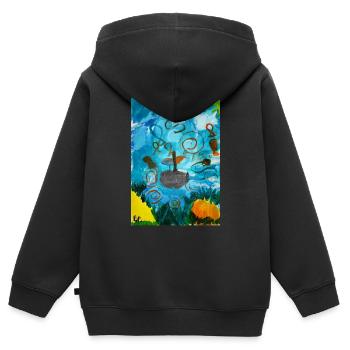 Die Wellenreiter - Kinder Premium Organic Zip Hoodie - Schwarz - Hinten - AI Model Kid Male (0cm)
