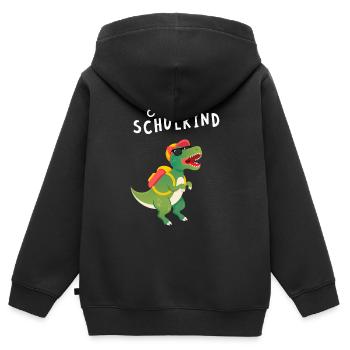 Endlich Schulkind Einschulung Dinosaurier Dino - Kinder Premium Organic Zip Hoodie - Schwarz - Hinten - AI Model Kid Male (0cm)