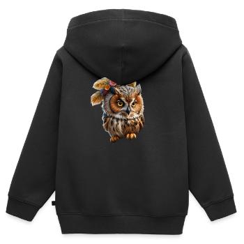 Kleine süße Eule - Kinder Premium Organic Zip Hoodie - Schwarz - Hinten - AI Model Kid Male (0cm)
