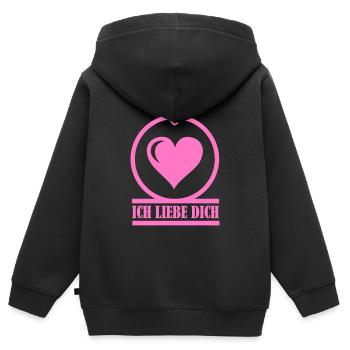ich liebe dich - Kinder Premium Organic Zip Hoodie - Schwarz - Hinten - AI Model Kid Male (0cm)