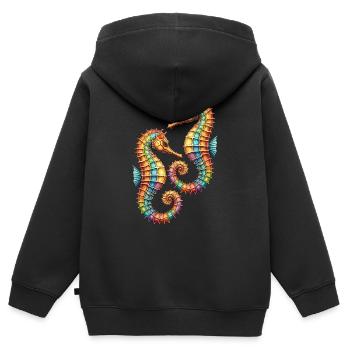 Zwei hübsche dekorative Seepferdchen - Kinder Premium Organic Zip Hoodie - Schwarz - Hinten - AI Model Kid Male (0cm)