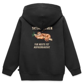 Mon volume d’actions est épuisé Paroles amusantes - Sweat Premium à capuche zippé enfant bio - noir - Dos - AI Model Kid Male (0cm)