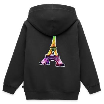 Eiffel tower #17 - Sweat Premium à capuche zippé enfant bio - noir - Dos - AI Model Kid Male (0cm)