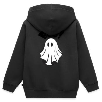 Entzückender Geist Halloween | Buh für die Horrornacht - Kinder Premium Organic Zip Hoodie - Schwarz - Hinten - AI Model Kid Male (0cm)