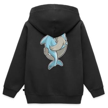 ❤️ Beste Freunde für immer, Robbe und Delphin - Kinder Premium Organic Zip Hoodie - Schwarz - Hinten - AI Model Kid Male (0cm)