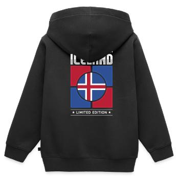 Islande - Sweat Premium à capuche zippé enfant bio - noir - Dos - AI Model Kid Male (0cm)